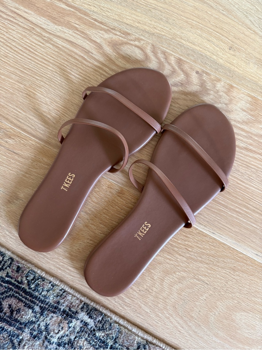 TKEES Double-Strap Leather Slide Sandals